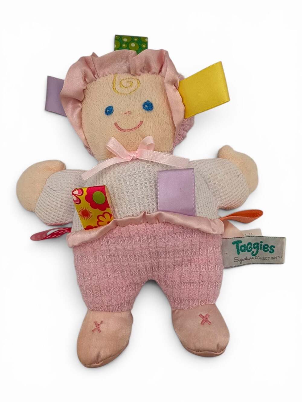 Mary Meyer Taggies Signature Collection Pink Baby Plush Doll with Satin Tags